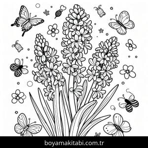 Sümbül boyama sayfası – boyama etkinliği, çocuk aktivitesi