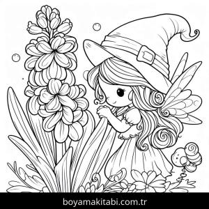 Sümbül boyama sayfası – çocuklar için, çizgi film temalı