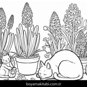 Sümbül boyama sayfası – çocuklar için, çizgi film temalı