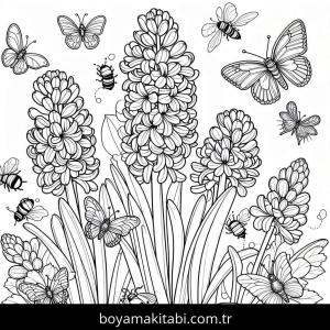 Sümbül boyama sayfası – boyama çalışması, yaratıcılığı geliştirir