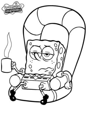 Sünger Bob boyama sayfası, SpongeBob coloring page, Tembel Sünger Bob, 