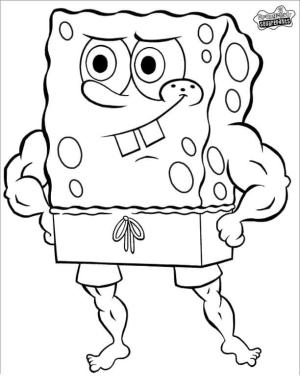 Sünger Bob boyama sayfası, SpongeBob coloring page, Güçlü Sünger Bob, 