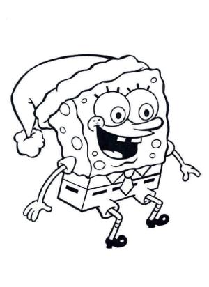 Sünger Bob boyama sayfası, SpongeBob coloring page, Noel Baba Şapkalı Sünger Bob, 