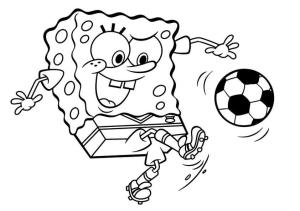 Sünger Bob boyama sayfası, SpongeBob coloring page, Sünger Bob Futbol Oynarken, 