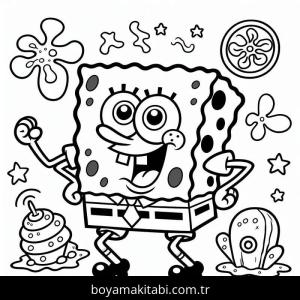 Sünger Bob boyama sayfası – çizgi film temalı, basit çizim