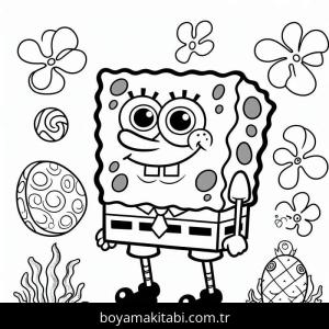 Sünger Bob boyama sayfası – eğlenceli etkinlik, el becerilerini geliştirir