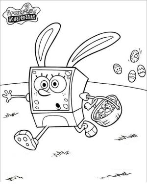 Sünger Bob boyama sayfası, SpongeBob coloring page, Paskalya Tavşanı Sünger Bob, 