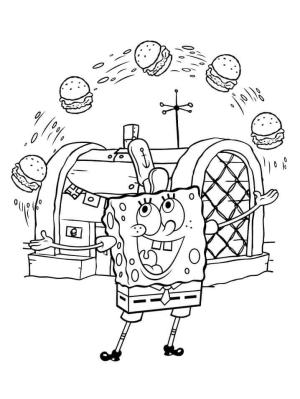 Sünger Bob boyama sayfası, SpongeBob coloring page, Sünger Bob ve Hamburger, 