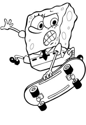 Sünger Bob boyama sayfası, SpongeBob coloring page, Kaykay üzerinde Sünger Bob, 