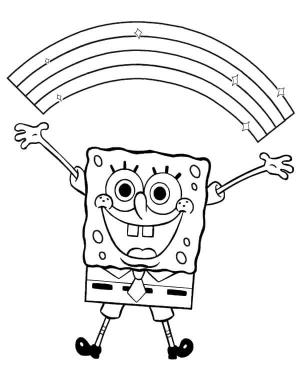 Sünger Bob boyama sayfası, SpongeBob coloring page, Sünger Bob ve Gökkuşağı, 