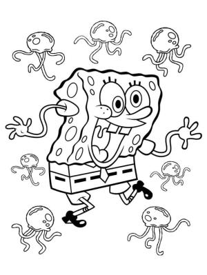 Sünger Bob boyama sayfası, SpongeBob coloring page, Sünger Bob ve Denizanası, 