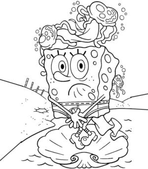 Sünger Bob boyama sayfası, SpongeBob coloring page, Deniz Kabuğunda Sünger Bob, 