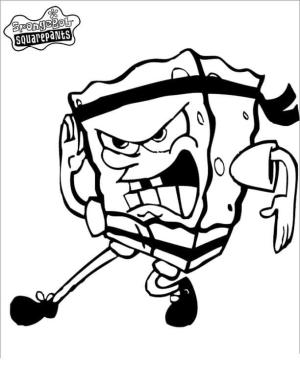 Sünger Bob boyama sayfası, SpongeBob coloring page, Karate ile Sünger bob, 