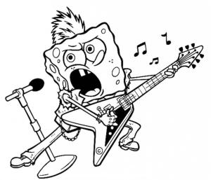 Sünger Bob boyama sayfası, SpongeBob coloring page, Sünger Bob Rock Yıldızı, 