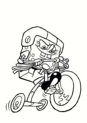 Sünger Bob boyama sayfası, SpongeBob coloring page, Üç Tekerlekli Bisiklette Sünger Bob, 