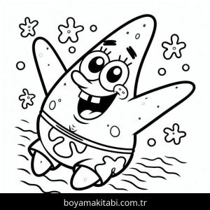 Sünger Bob boyama sayfası – basit çizim, kolay boyama
