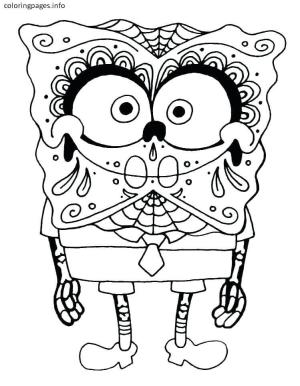 Sünger Bob boyama sayfası, SpongeBob coloring page, İskelet Kostümlü Sünger Bob, 