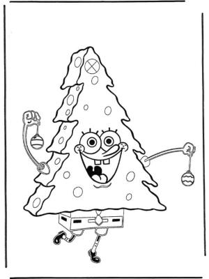 Sünger Bob boyama sayfası, SpongeBob coloring page, Sünger Bob Noel Ağacı, 