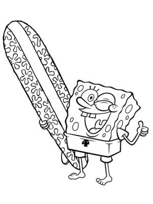 Sünger Bob boyama sayfası, SpongeBob coloring page, Sünger Bob ve Sörf Tahtası, 