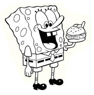 Sünger Bob boyama sayfası, SpongeBob coloring page, Sünger Bob Yemek Burger, 