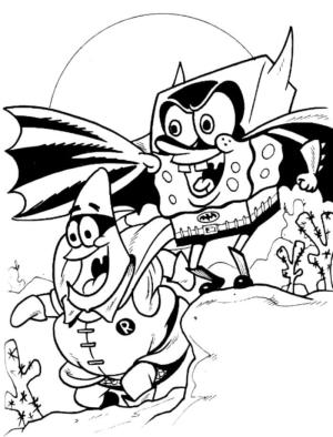 Sünger Bob boyama sayfası, SpongeBob coloring page, Batman Kostümlü Sünger Bob, 