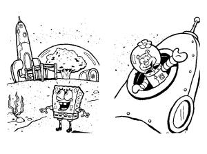 Sünger Bob boyama sayfası, SpongeBob coloring page, Ay’da Sünger Bob, 