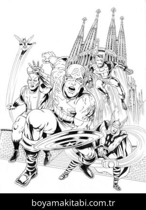 Süper Kahraman boyama sayfası – çizgi film temalı, basit çizim