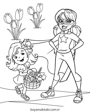 Superhero boyama sayfası – çocuk aktivitesi, PDF indir