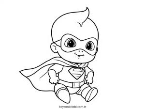 Superhero boyama sayfası – çizgi film temalı, basit çizim