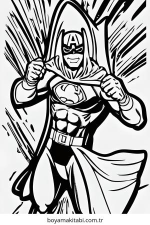 Superhero boyama sayfası – el becerilerini geliştirir, boyama çalışması