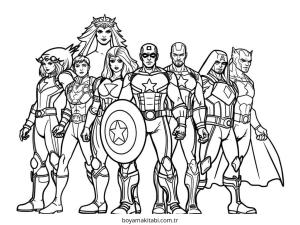 Superhero boyama sayfası – sevimli karakter, sanatsal çalışma