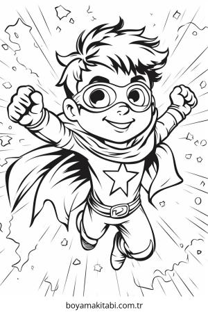 Superhero boyama sayfası – yaratıcılık, eğlenceli etkinlik