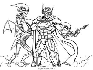 Superhero boyama sayfası – çizgi film temalı, basit çizim