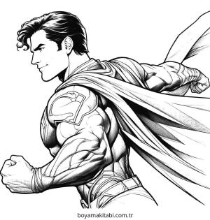 Superman boyama sayfası – renkli çizimler, okul öncesi