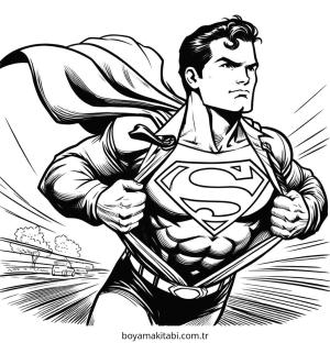 Superman boyama sayfası – sevimli karakter, sanatsal çalışma