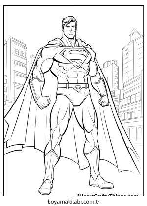 Superman boyama sayfası – çocuk aktivitesi, PDF indir