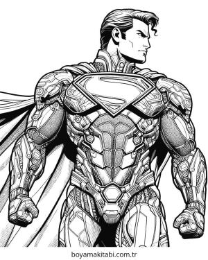 Superman boyama sayfası – basit çizim, kolay boyama