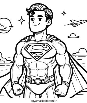Superman boyama sayfası – boyama etkinliği, çocuk aktivitesi