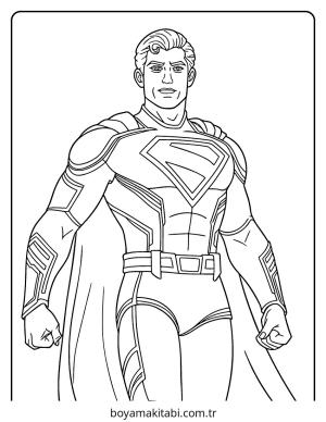 Superman boyama sayfası – çizgi film temalı, basit çizim