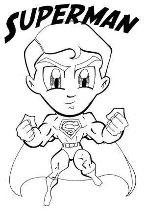 Süpermen boyama sayfası,  coloring page, Gülümseyen Chibi Süperman, 