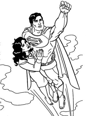 Süpermen boyama sayfası,  coloring page, Kızla Uçan Süperman, 