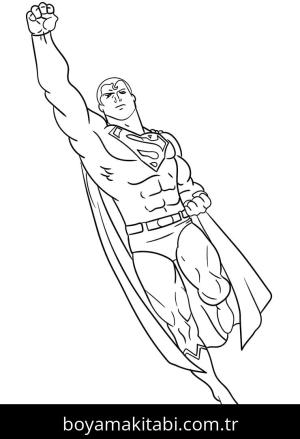 Süpermen boyama sayfası – el becerilerini geliştirir, boyama çalışması