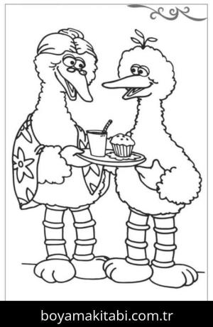 Susam Sokağı boyama sayfası – PDF indir, sevimli karakter