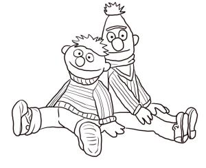 Susam Sokağı boyama sayfası,  coloring page, Bert Ve Ernie Oturuyor, 