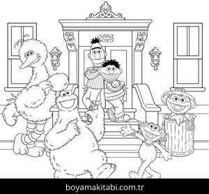 Susam Sokağı boyama sayfası – çocuk aktivitesi, PDF indir