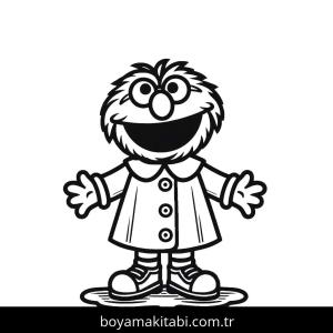 Susam Sokağı boyama sayfası – çizgi film temalı, basit çizim