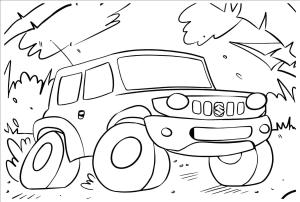 Suzuki boyama sayfası,  coloring page, Komik Suzuki arabası, 