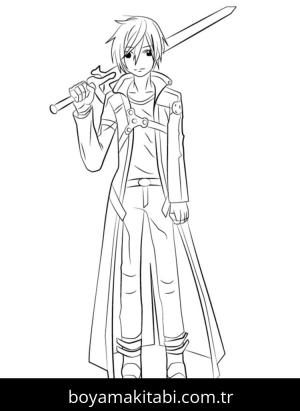 Sword Art Online boyama sayfası – boyama çalışması, yaratıcılığı geliştirir