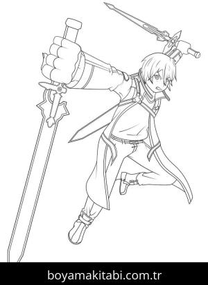 Sword Art Online boyama sayfası – sanatsal çalışma, çocuklar için