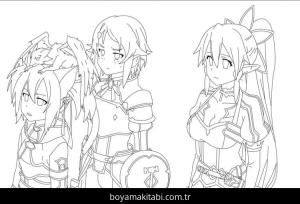 Sword Art Online boyama sayfası – basit çizim, kolay boyama
